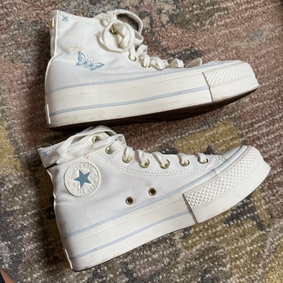 Converse Chuck Taylor All Star Lift Tattoo Vintage White High Top Platform Shoes - Picture 12 of 15